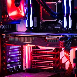 red and black computer tower